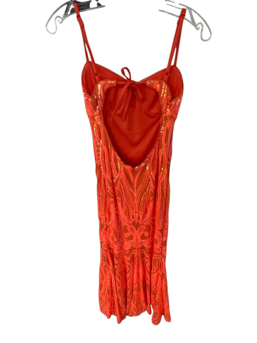 Morgan & Co. Size 3 Orange Polyester Spaghetti Strap Sequins Gown Orange / 3