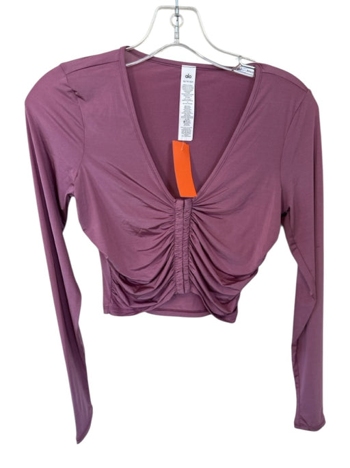 Alo Size XS Mauve Purple Nylon Blend Long Sleeve Hook & Eye Cropped Athletic Top Mauve Purple / XS