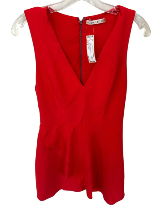 Alice & Olivia Size 6 Tomato Polyester Sleeveless V Neck Back Zip Dress Tomato / 6