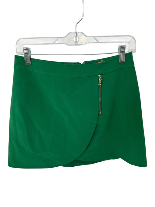 Alice & Olivia Size 6 Green Polyester Front Zip Mini Skirt Green / 6