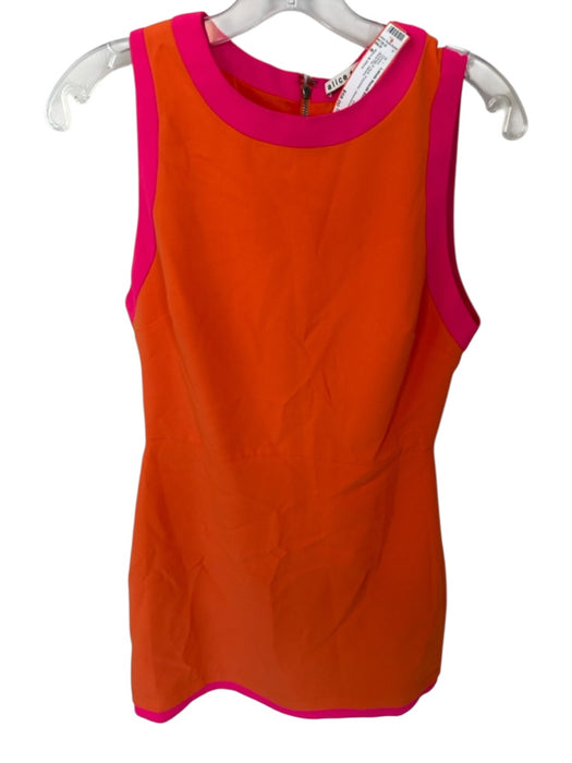 Alice & Olivia Size 8 Orange & Pink Polyester Sleeveless Back Zip Dress Orange & Pink / 8