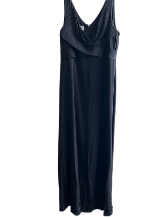 Armani Collezioni Size 10 Black Silk Sleeveless Surplice Rhinestones Maxi Gown Black / 10