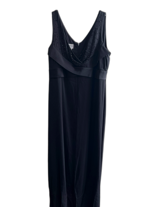 Armani Collezioni Size 10 Black Silk Sleeveless Surplice Rhinestones Maxi Gown Black / 10