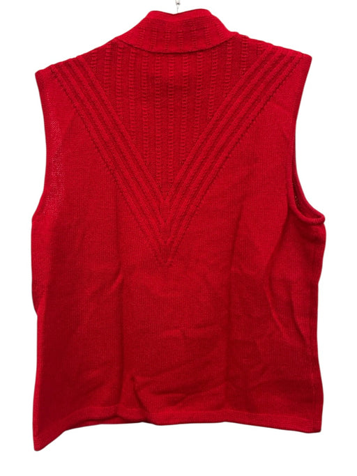 St. John Size S Red Rayon & Wool Short Sleeve Mock Neck Knit Sleeveless Top Red / S