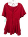 Alice + Olivia Size 4 Red Polyester Short Sleeve Gathered Tiered Flare Dress Red / 4