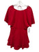 Alice + Olivia Size 4 Red Polyester Short Sleeve Gathered Tiered Flare Dress Red / 4