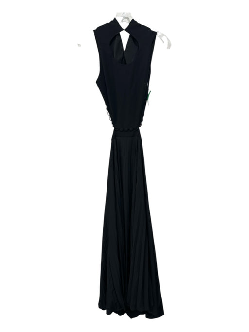 A.L.C. Size 10 Black Viscose Pleated scallop trim Open Back Maxi Dress Black / 10