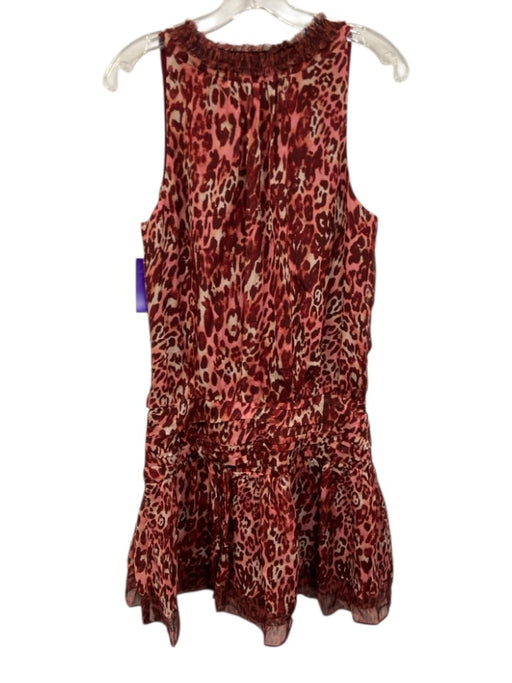 Ramy Brook Size 4 Burgundy Red & pink Silk & Polyester Sleeveless V Neck Dress Burgundy Red & pink / 4