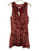 Ramy Brook Size 4 Burgundy Red & pink Silk & Polyester Sleeveless V Neck Dress Burgundy Red & pink / 4