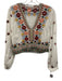 Zara Size S White, Pink, & Multi Cotton V Neck Embroidered Design Top White, Pink, & Multi / S