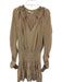 Ramy Brook Size S Beige Polyester Long Sleeve Split Neck Smocked Waist Dress Beige / S