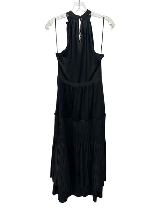 Diane Von Furstenberg Size M Black Polyester Blend Plisse High Neck Maxi Dress Black / M