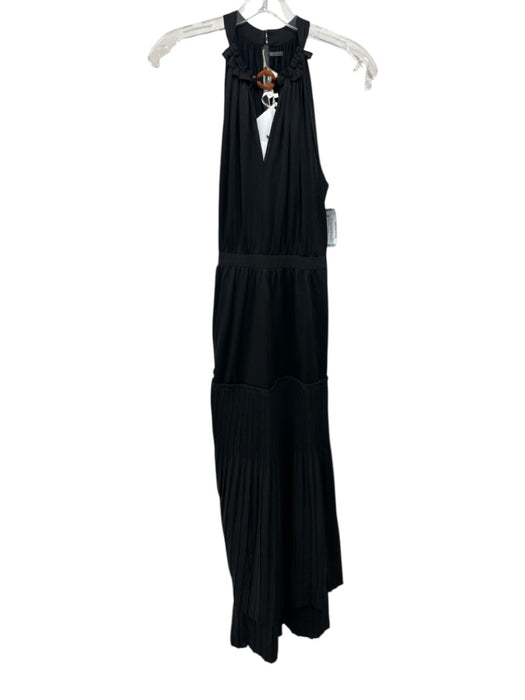 Diane Von Furstenberg Size M Black Polyester Blend Plisse High Neck Maxi Dress Black / M
