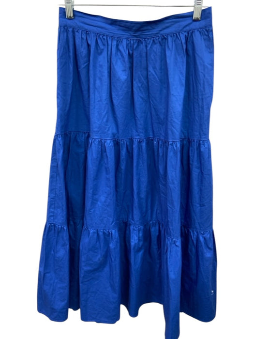 XiRENA Size M Blue Cotton Elastic Waist Midi Tiered Skirt Blue / M