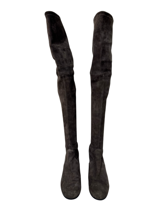 Stuart Weitzman Shoe Size 8.5 Gray Suede Drawstring Low Block Heel Boots Gray / 8.5