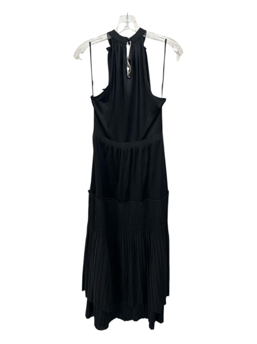 Diane Von Furstenberg Size M Black Polyester Blend Plisse High Neck Maxi Dress Black / M