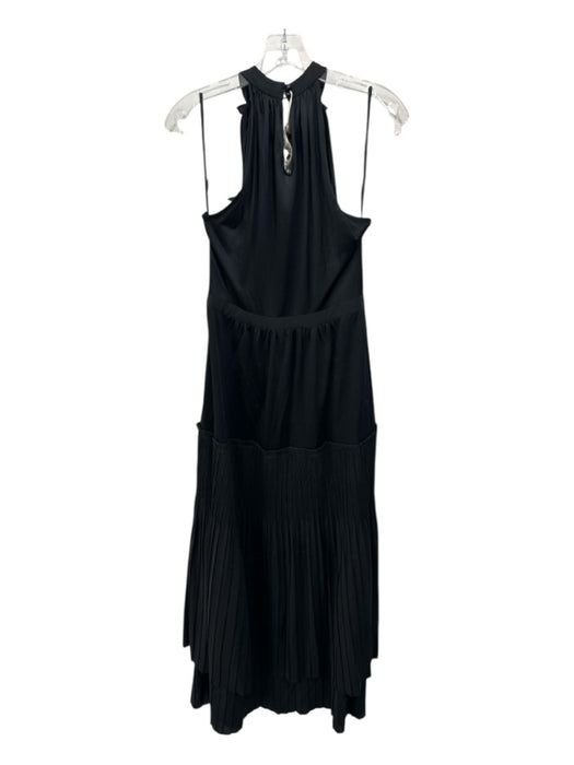Diane Von Furstenberg Size M Black Polyester Blend Plisse High Neck Maxi Dress Black / M