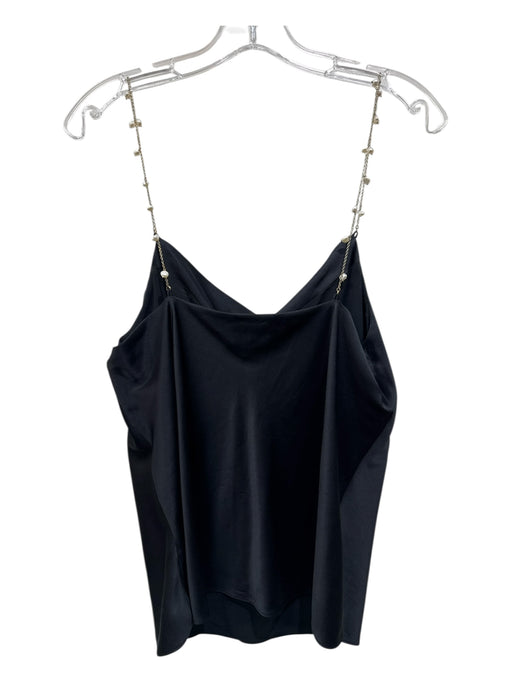 Cami NYC Size M Black & Gold Silk Blend Faux Pearl Chain Strap Cowl Neck Top Black & Gold / M