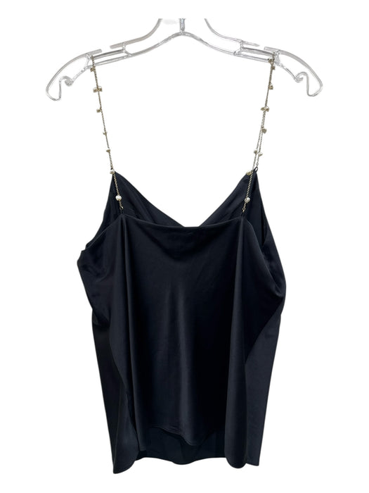 Cami NYC Size M Black & Gold Silk Blend Faux Pearl Chain Strap Cowl Neck Top Black & Gold / M