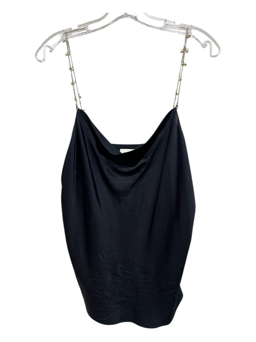 Cami NYC Size M Black & Gold Silk Blend Faux Pearl Chain Strap Cowl Neck Top Black & Gold / M