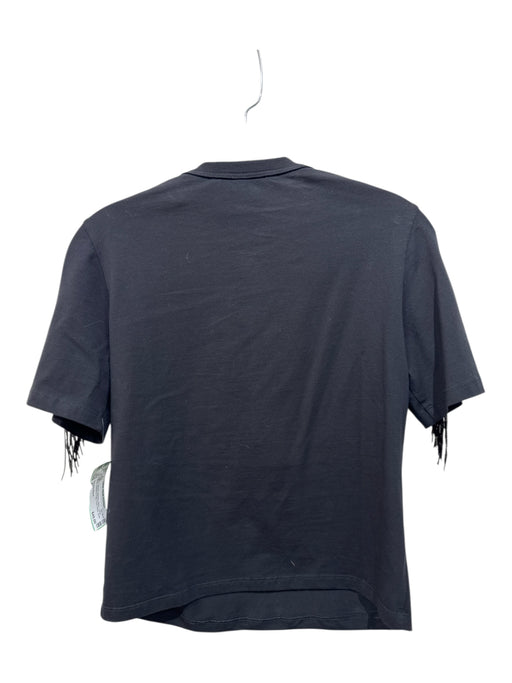 Veronica Beard Size XS Black Cotton Blend Beaded Fringe Crew Neck Top Black / XS