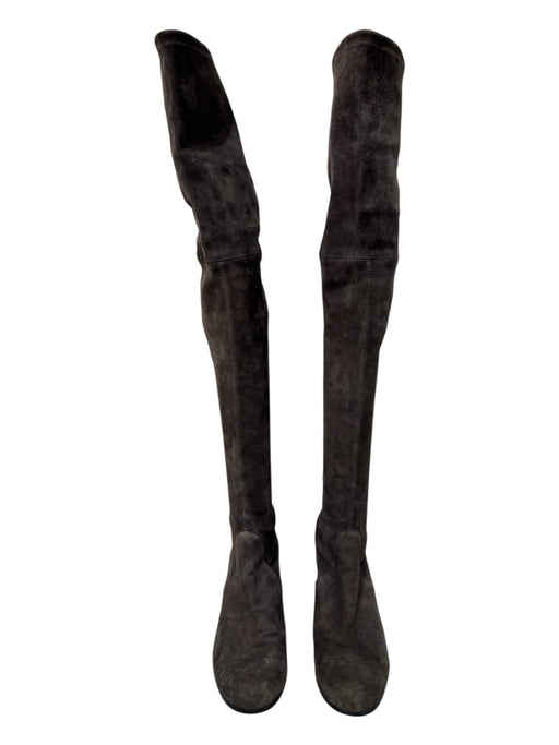 Stuart Weitzman Shoe Size 8.5 Gray Suede Drawstring Low Block Heel Boots Gray / 8.5