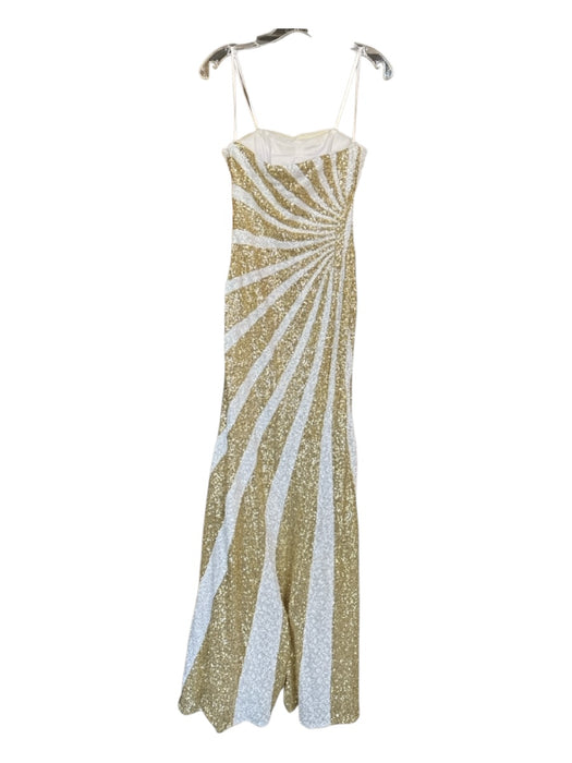 La Femme Size 2 White & Gold Sequin Strapless Back Zip Gown White & Gold / 2