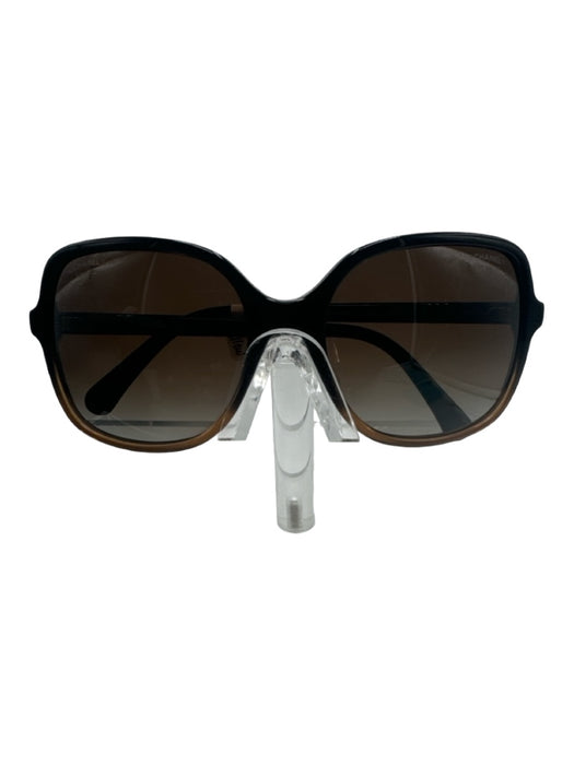 Chanel Black & Tan Acetate Gold hardware color block Polarized Sunglasses Black & Tan