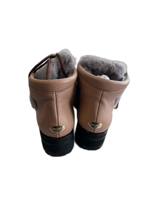 Jimmy Choo Shoe Size 40.5 Pale Pink & Gray Grain Leather Sherling lace up Boots Pale Pink & Gray / 40.5