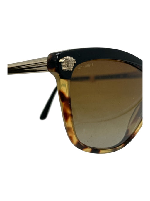 Versace Black & Brown Acetate Tortoiseshell Medusa Wayfarer Sunglasses Black & Brown