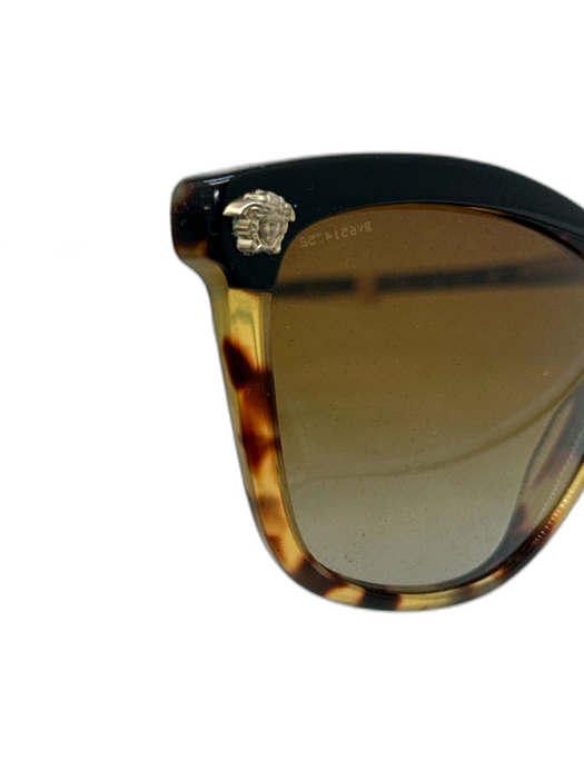 Versace Black & Brown Acetate Tortoiseshell Medusa Wayfarer Sunglasses Black & Brown