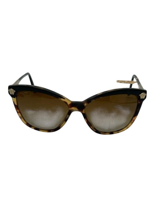 Versace Black & Brown Acetate Tortoiseshell Medusa Wayfarer Sunglasses Black & Brown
