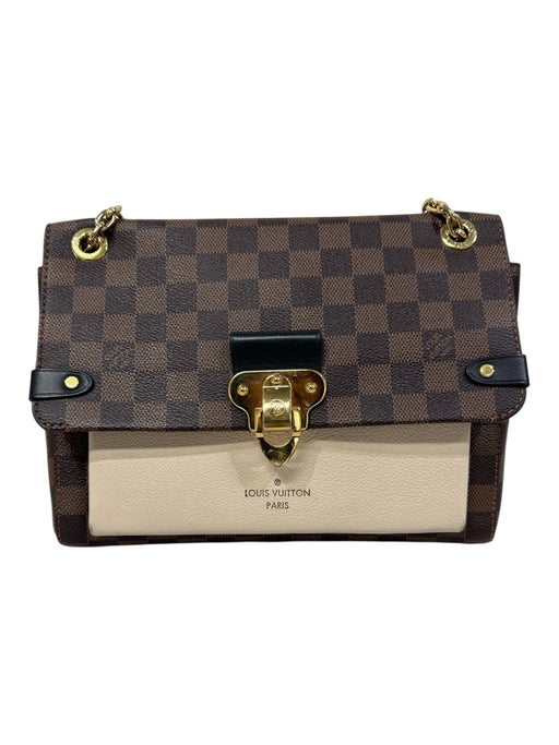 Louis Vuitton Brown & Cream Coated Canvas Leather Damier Ebene Shoulder Bag Brown & Cream / Medium