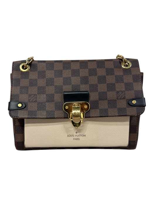 Louis Vuitton Brown & Cream Coated Canvas Leather Damier Ebene Shoulder Bag Brown & Cream / Medium