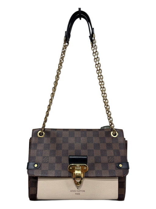 Louis Vuitton Brown & Cream Coated Canvas Leather Damier Ebene Shoulder Bag Brown & Cream / Medium