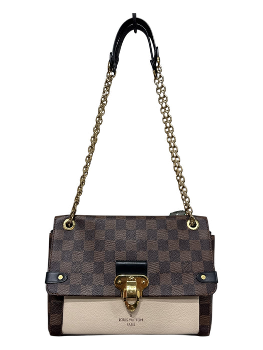 Louis Vuitton Brown & Cream Coated Canvas Leather Damier Ebene Shoulder Bag Brown & Cream / Medium
