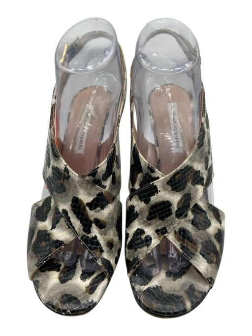 Diane Von Furstenberg Shoe Size 8 Black, Taupe, White Leather Buckle Pumps Black, Taupe, White / 8