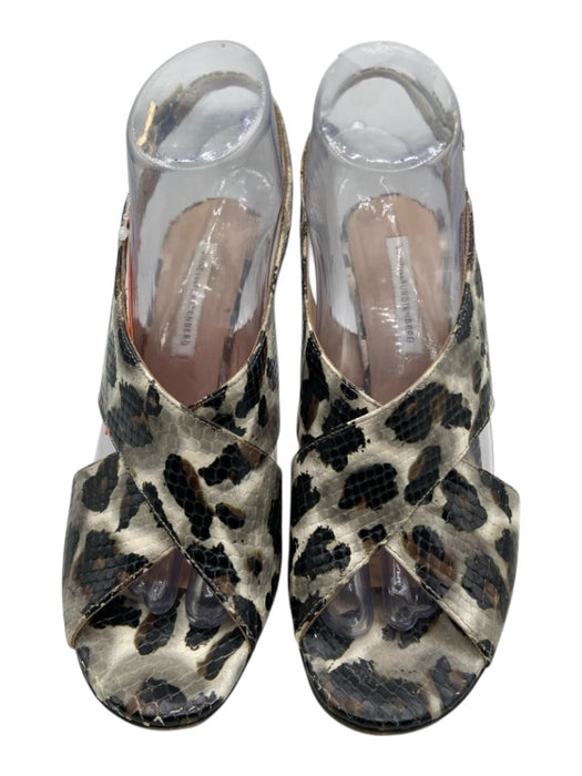 Diane Von Furstenberg Shoe Size 8 Black, Taupe, White Leather Buckle Pumps Black, Taupe, White / 8
