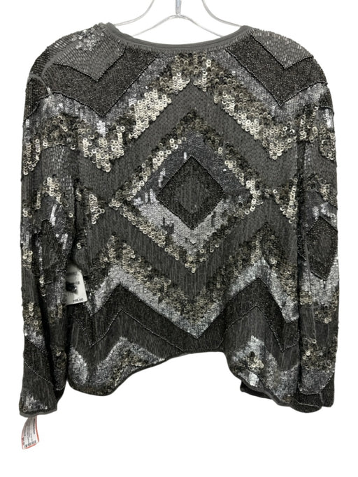 Olivia Palermo x Chelsea 28 Size M Gray Beige Viscose Beaded Sequined Jacket Gray Beige / M
