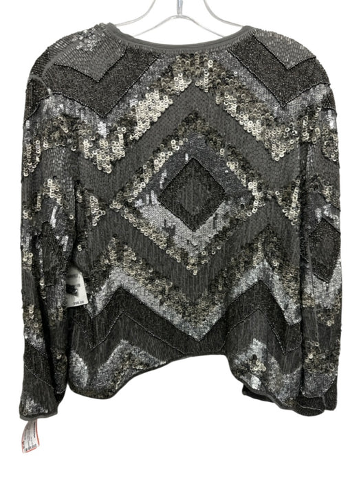 Olivia Palermo x Chelsea 28 Size M Gray Beige Viscose Beaded Sequined Jacket Gray Beige / M