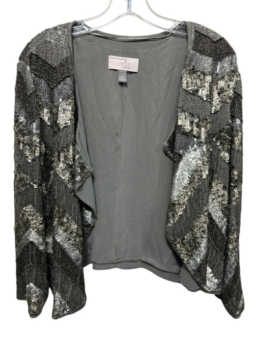 Olivia Palermo x Chelsea 28 Size M Gray Beige Viscose Beaded Sequined Jacket Gray Beige / M