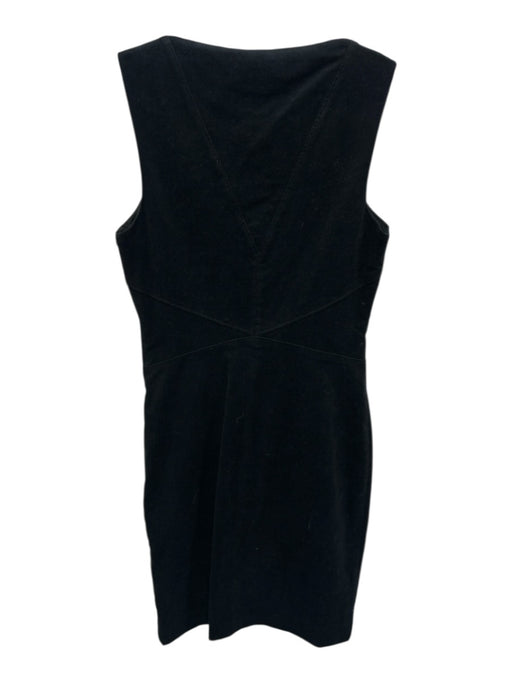 Helmut Lang Size 6 Black Cotton Blend Sleeveless Panel Detail V Neck Dress Black / 6
