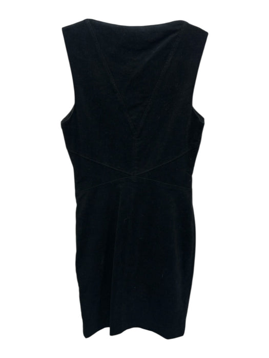 Helmut Lang Size 6 Black Cotton Blend Sleeveless Panel Detail V Neck Dress Black / 6