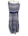 Ramy Brook Size M White & Blue Polyester Abstract Print Drawstring Waist Dress White & Blue / M