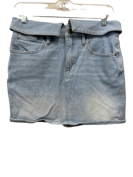 Frame Size 28 Light Wash Cotton Denim Zip Up Faded Detail Skirt Light Wash / 28