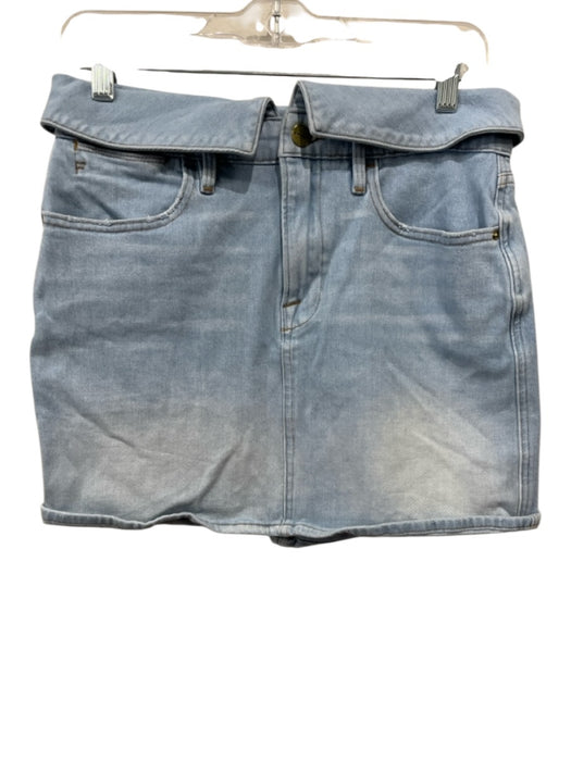 Frame Size 28 Light Wash Cotton Denim Zip Up Faded Detail Skirt Light Wash / 28