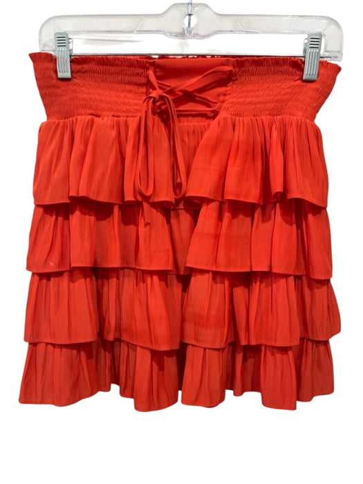 Ramy Brook Size S Orange Polyester Elastic Waist Tiered Skirt Orange / S