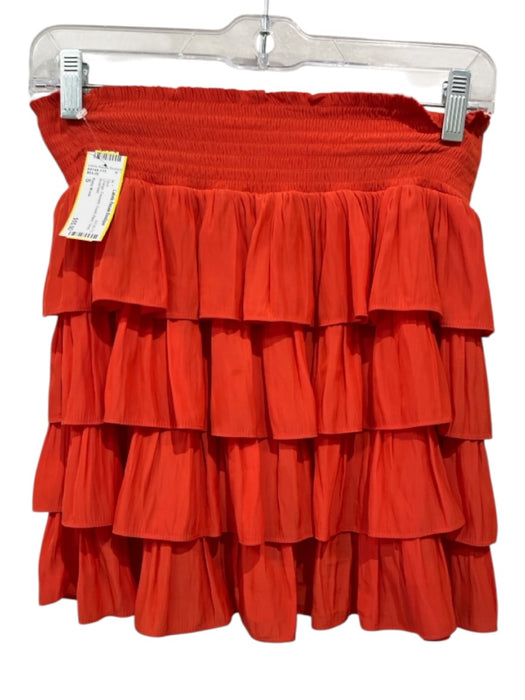 Ramy Brook Size S Orange Polyester Elastic Waist Tiered Skirt Orange / S