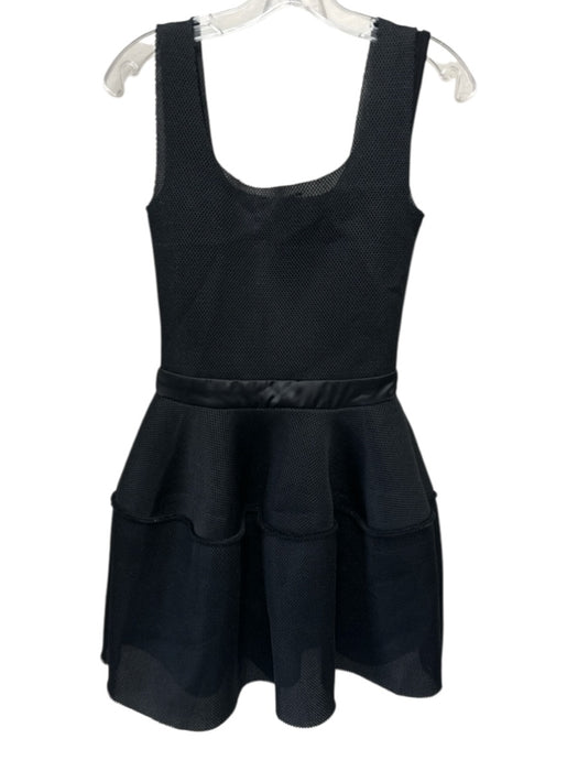 Maje Size 2 Black Cotton Blend Sleeveless Mesh Overlay Zip Front Dress Black / 2