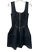 Maje Size 2 Black Cotton Blend Sleeveless Mesh Overlay Zip Front Dress Black / 2